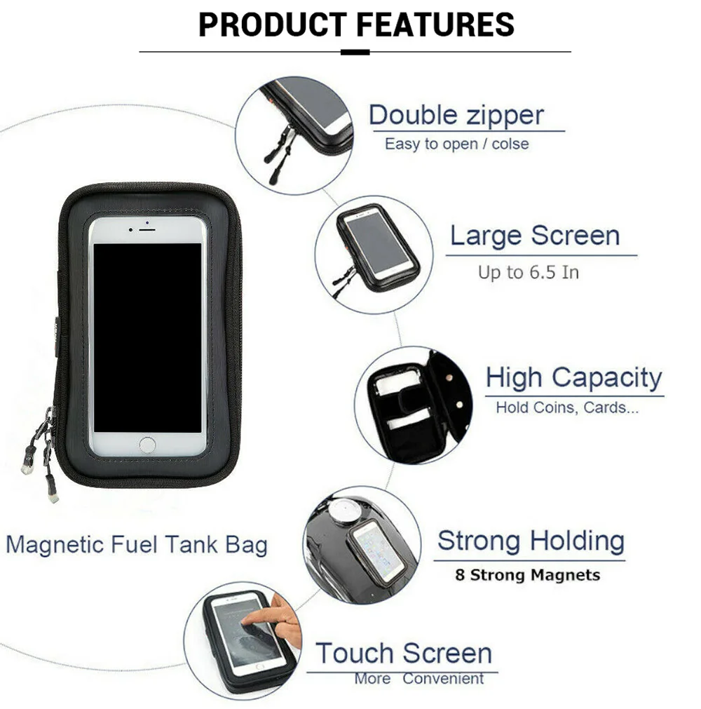 Универсальные мотоциклетные магнитные Сумки на бак 6," сенсорный экран сотовый телефон gps сумка для Yamaha T-max Tmax 530 Tmax 500 для BMW R1200GS