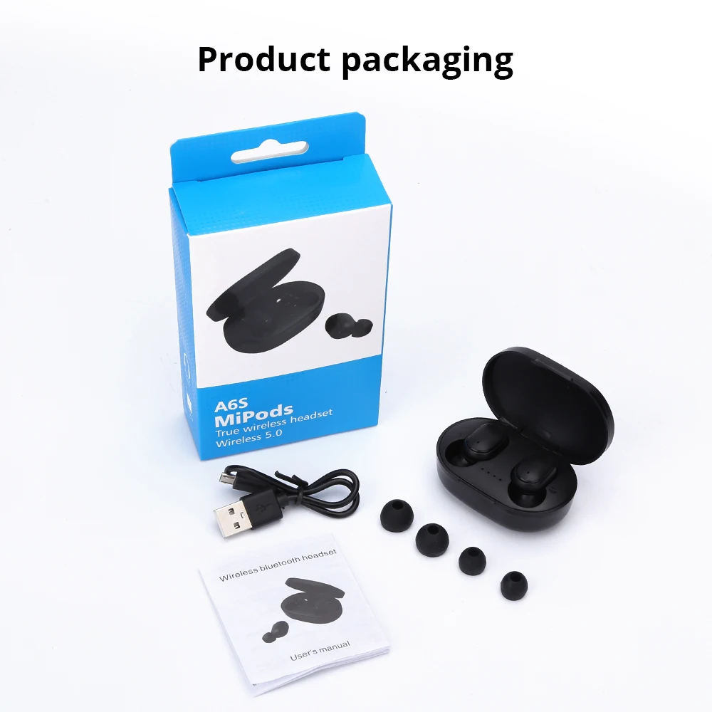 A6s TWS Bluetooth Earphone 5 0 for Redmi Airdots Button Control Waterproof Noise Cancelling Headset gaming PK i7s E6S auriculare