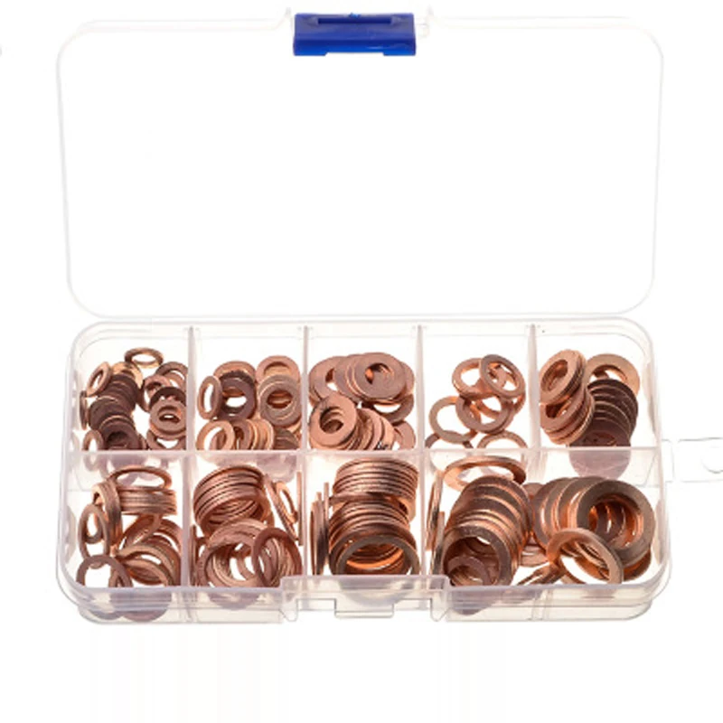 CHIZIYO 200pcs/Set M5-M14 Solid Copper Gaskets Washers Flat Ring Sump Plug Oil Seal Assorted Set Professional Car Accessories | Автомобили