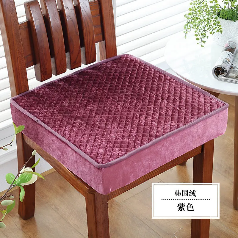 velvet purple Уплотненный Поролоновый стул квадратная подушка для сиденья Подушка для офисного Кресла Подушка сиденья волнистое окно накладка на заднюю часть автомобиля подушка на стул для студентов - Цвет: velvet purple