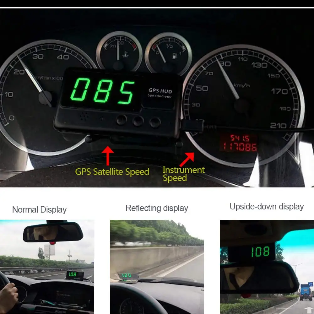ELING Universal GPS Head Up Display Speedometer Odometer Digital Speed Display MPH Over Speed Alarm Clock C60 C60S