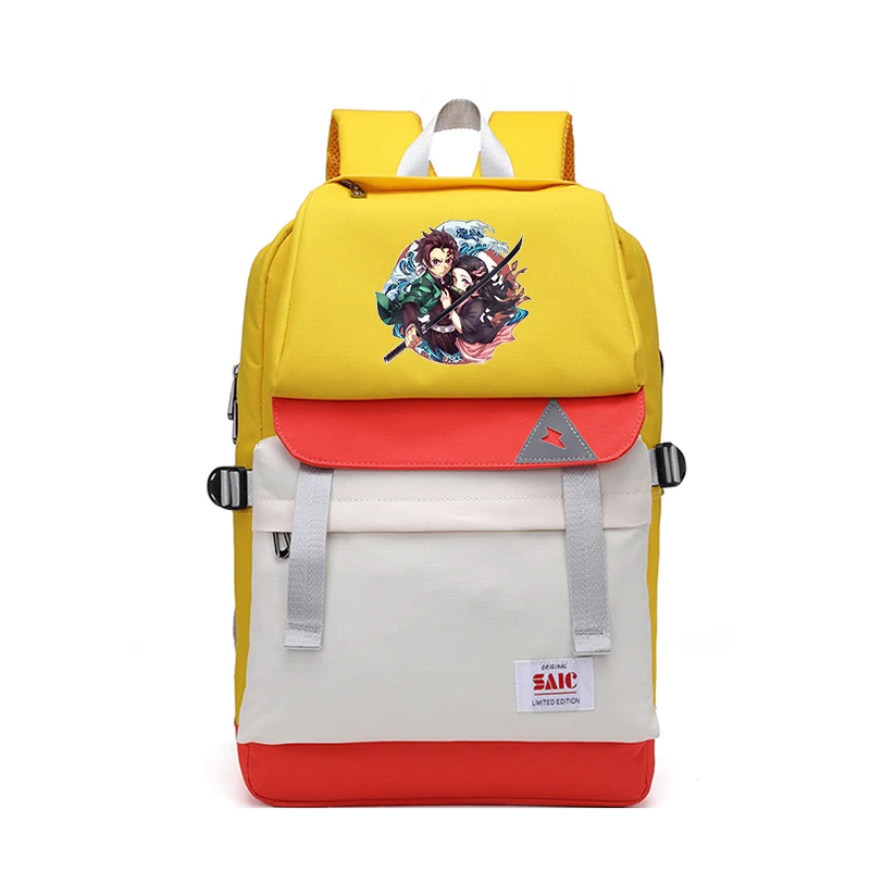 Demon Slayer Bookbag Preppy Лоскутная Женская сумка большой дорожный рюкзак водонепроницаемые школьные сумки для девочек аниме рюкзак для ноутбука