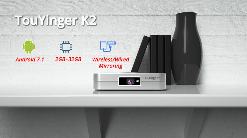 TouYinger Мини светодиодный DLP проектор K2, 960*540 Android Smart Wifi портативный 350 ANSI люмен для домашнего кинотеатра Кино медиаплеер