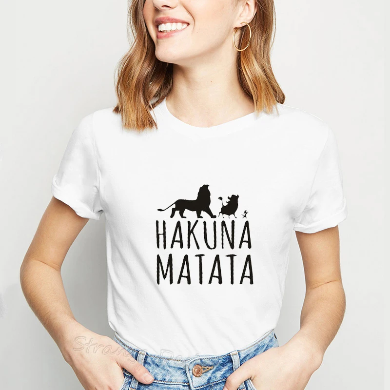 Летняя Новинка, повседневная женская футболка HAKUNA, MATATA, Ullzang, Король Лев, Simba, с принтом, Harajuku, одноцветная футболка с коротким рукавом - Цвет: 5