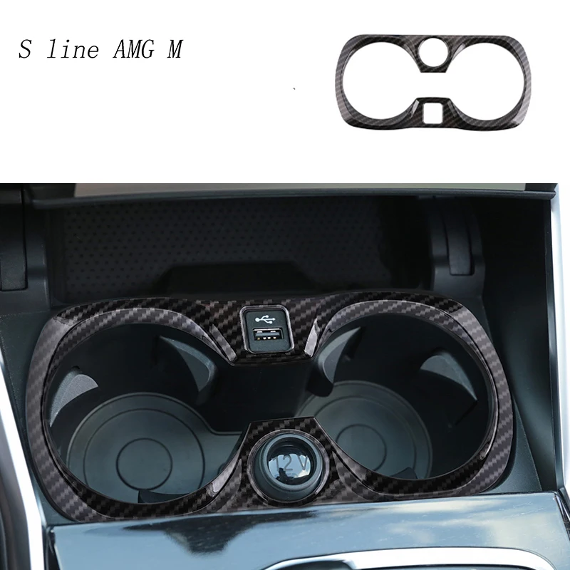 

Car Styling Carbon fiber for BMW 3 Series G20 G28 Central Control Water Cup Holder Panel Cover Sticker Trim Accessories Interior