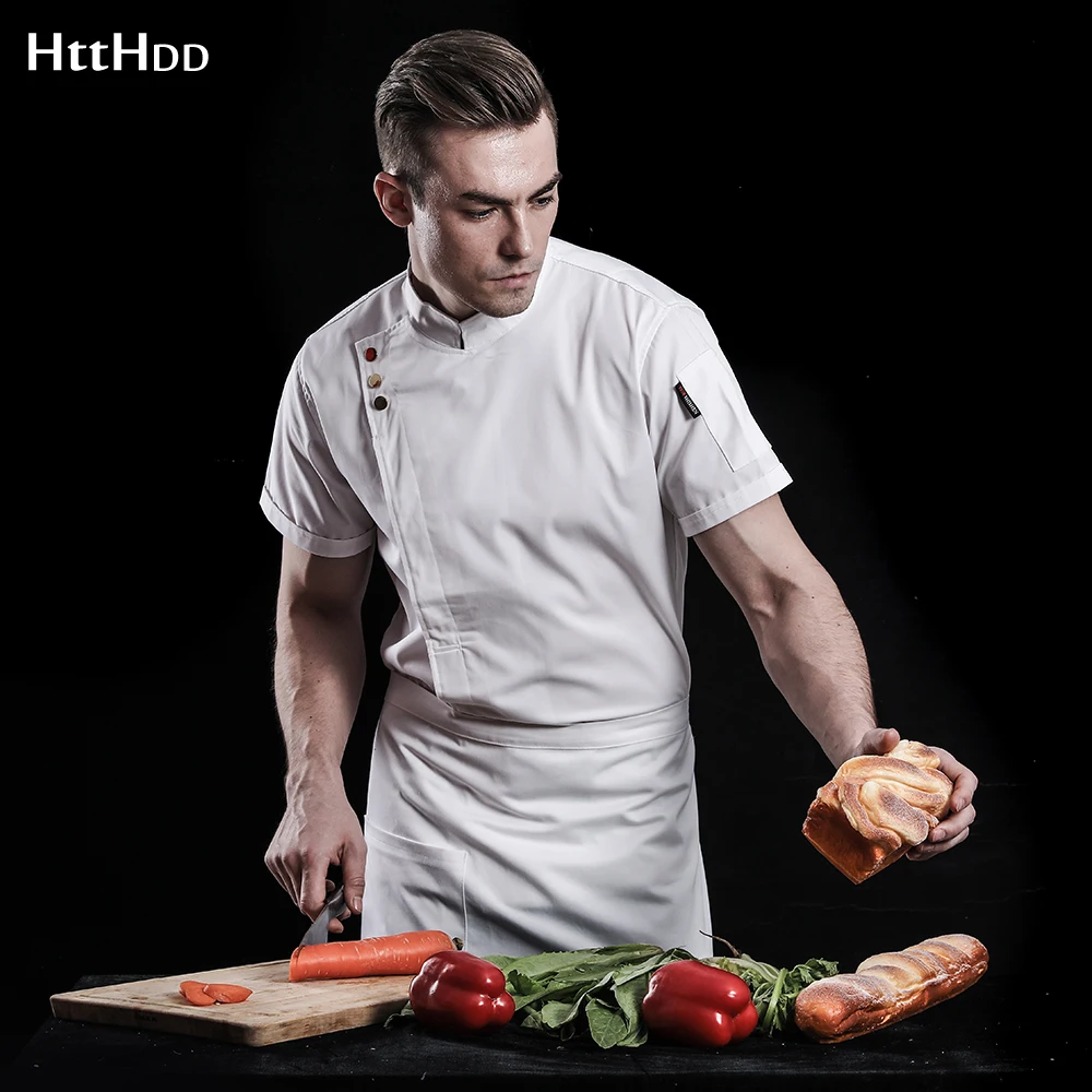 

customizable wholesale Unisex Breathable Short Sleeve Professional Chef Uniform cooking Jacket Bakery Chef working Uniform new