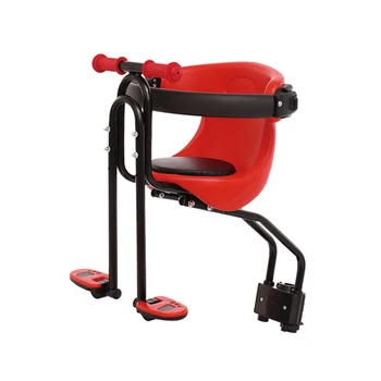 

Child Bicycle Safety Seat Carrier Front Seat Saddle Cushion with Back Rest Foot Pedals Kids Seat