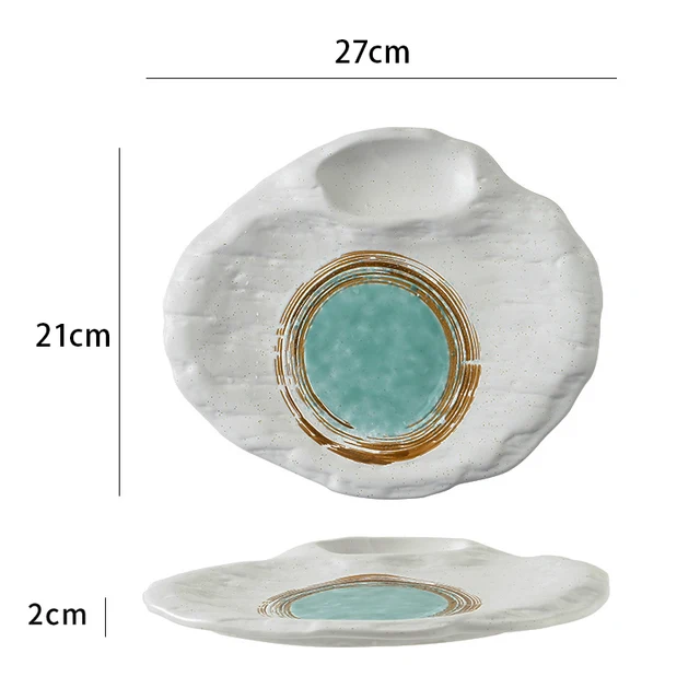 Japanese Sushi Plate Retro Personality Ceramics Steak Plate Creative Western Steak Dinner Plates Restaurant Tableware DA60PZ 11 inch