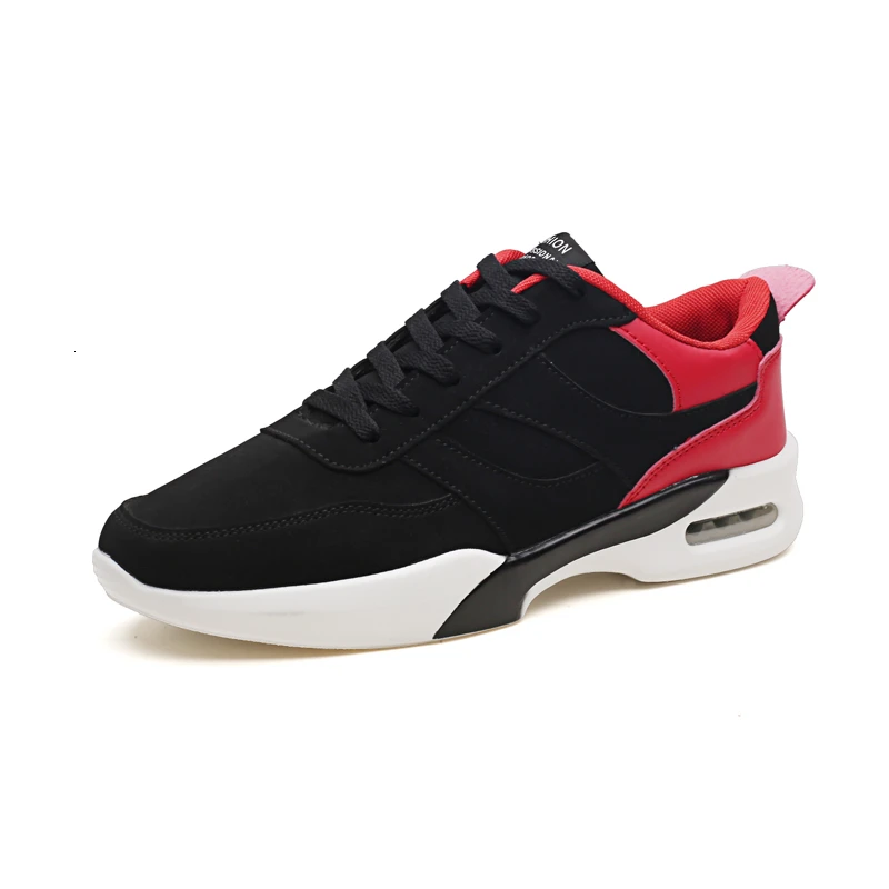 new red sneakers Новое поступление, тренд, спортивная обувь для мужчин, дышащие, Нескользящие, на шнуровке, уличные кроссовки легкие, удобные, на плоской подошве - Цвет: new red sneakers