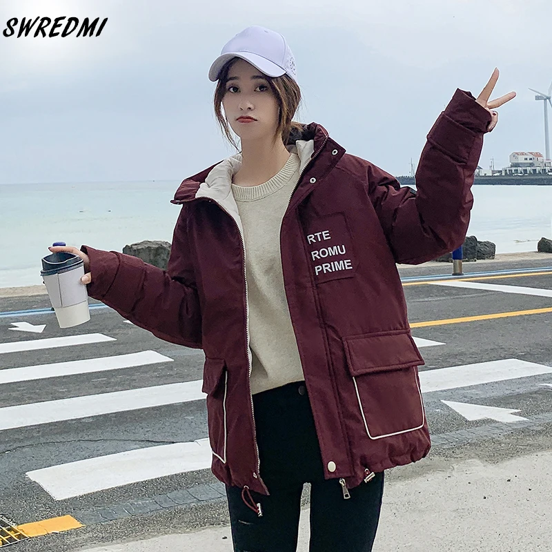 

SWREDMI Winter Coat Women Big Pockets Safari Style Winter Jacket Female Thick Warm Parka Cotton Padded Jackets Women Outwear
