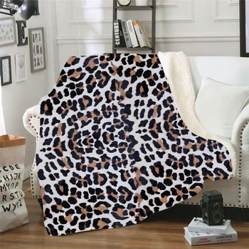 

Leopard 3D Printed Sherpa Blanket Couch Quilt Cover Travel Bedding Outlet Plush Throw Fleece Blanket Bedspread LD1