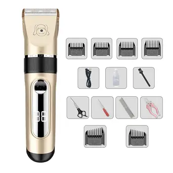 

Professional Pet Dog Hair Trimmer With LCD Digital Animal Grooming Clippers Cat Cutter Machine Shaver Electric Scissor Clipper