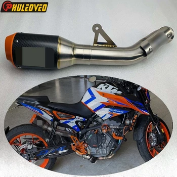 Titanium Alloy Motorcycle Exhaust Slip-on for KTM 790 890 Duke 2018-2023 with Carbon Exhaust Muffler Titanium Link Pipe Cover