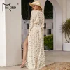 Missord Sexy Deep V Neck Boho Beach Dress Long Sleeve Lace Up Print Women Dresses Female Elegant Maxi Party Dresses FT2294-2 ► Photo 3/6