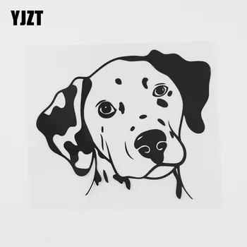 

YJZT 12.4CMX10.9CM Cartoon Pet Dog Head Dalmatian Vinyl Car Sticker Black/Silver 8A-0566