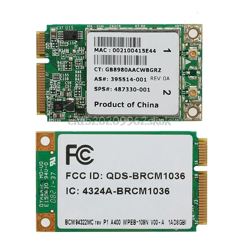 

Wireless-N WIFI 300M BCM94322MC Dual Band Mini PCI-E Card SPS:487330-001