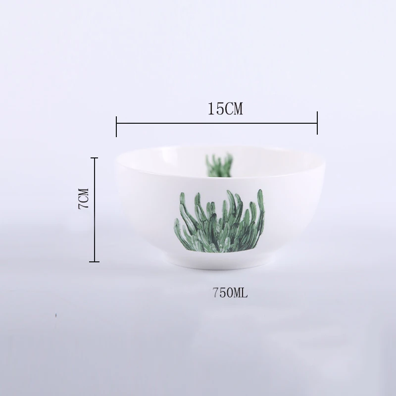 Скандинавский простой креативный круглый зеленый лапша быстрого приготовления керамическая чаша Бытовая столовая посуда растительный салат суп Закуски Блюдо миска посуда - Цвет: 6inch-model6