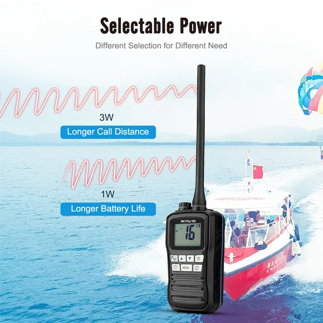 Walkie Talkie Retevis RM01 VHF Marine Transceiver IPX7 Waterproof 3W 5