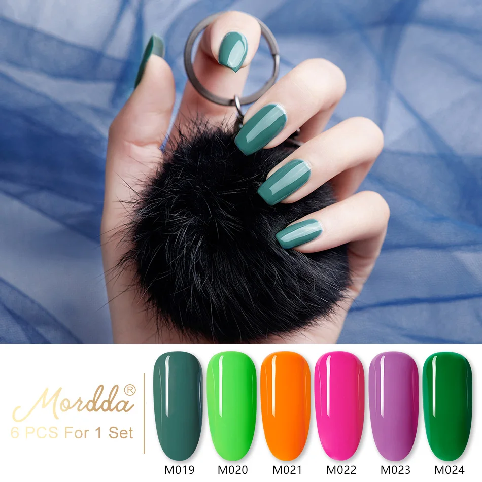MORDDA лак для ногтей УФ-гель для ногтей для маникюра 8 мл 60 цветов набор гель-лаков светодиодный гель-гибрид для самостоятельного дизайна ногтей - Цвет: 6 Pcs Set-004