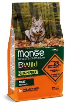 

Monge Dog GRAIN FREE беззерновой корм для собак всех пород утка с картофелем 2,5 кг