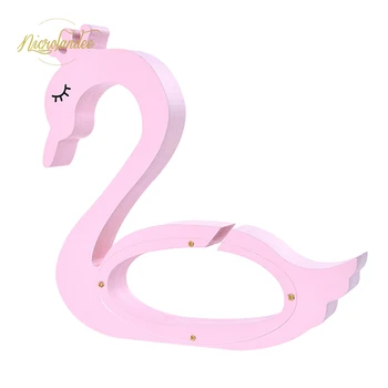 

NICROLANDEE Wood Coin Bank Swan Shape Piggy Bank Wood Crafts Money Box Home Decoration for Children and Adults Gift