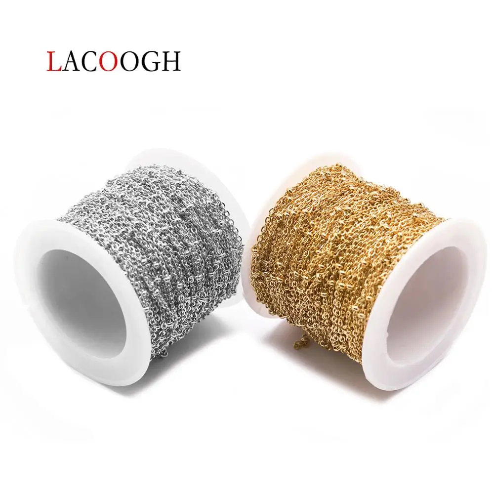 

10Yard/roll 1.5/2mm Stainless Steel Ball Beads Rolo Chains Gold Silver Bulk Chain Fit Necklaces Bracelets for DIY Jewelry Making