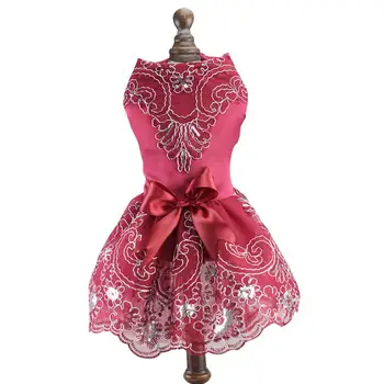 

1PC Comfortable Dog Lace Dress Pet Wedding Dress Cosplay Photo Props Costume Dress for Teddy Home Party