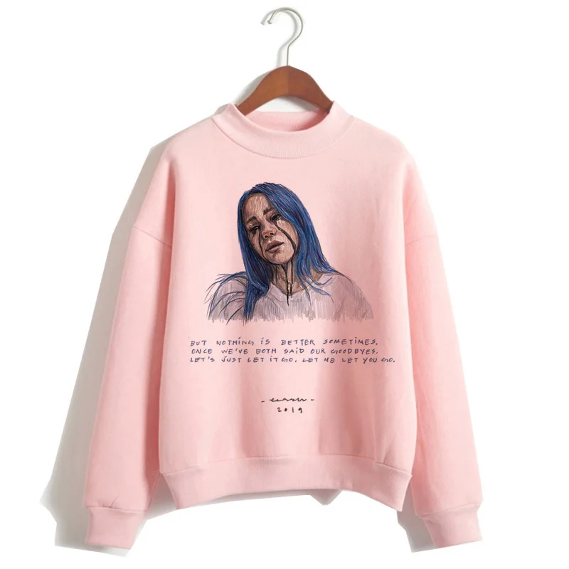 Billie Eilish негабаритных худи для женщин Harajuku корейский хип хоп стиль Kawaii 90s Толстовка Женский капюшон Черная пятница Рождество