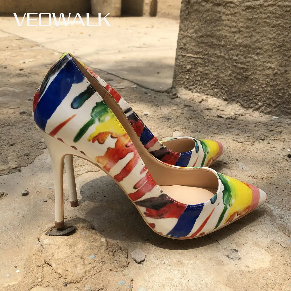 Veowalk/женские туфли на очень высоких каблуках с тропическим цветочным принтом