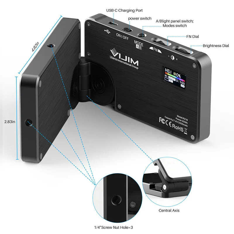 Vijim R316 Foldable RGB LED Video Camera Light