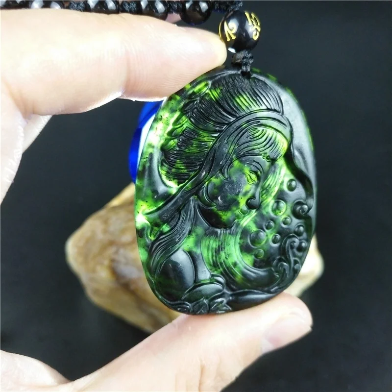 Сертифицированное китайское ожерелье из натурального черного и зеленого