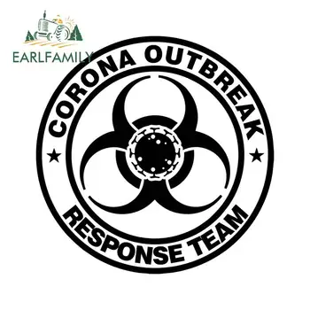 

EARLFAMILY 13cm x 13cm Corona Outbreak Response Team Sticker Fun Anti-virus Window Bumper Vinyl Decal Waterproof Car Accessories