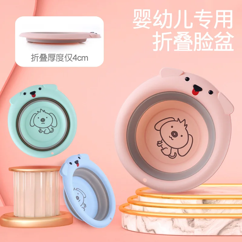 

Convenient Travel Compression Small Basin 2/3 Pack Baby Foldable Face Wash Wash Butt Cartoon Infant Wash Basin And
