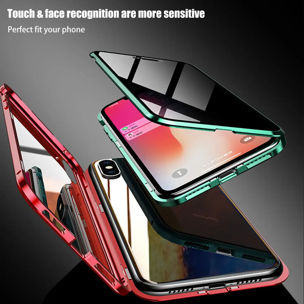 Магнитный чехол из закаленного стекла для iPhone 11 Pro Max 7 8 Plus XR, анти-магнит, металлический бампер, защитный чехол на весь корпус