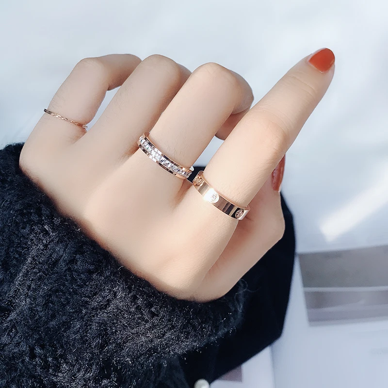 Ring Jewelry Classic Screw Ring for Men Women Stainless Steel Rose Gold Silver Color Filled Love Wedding Engagement
