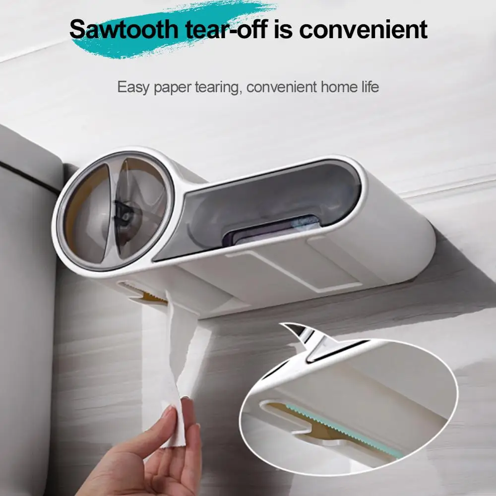 

Multifunctional Free Punching Tissue Box Toilet Paper Holder Plastic Storage Box Toilet Waterproof For Bathroom Accessories