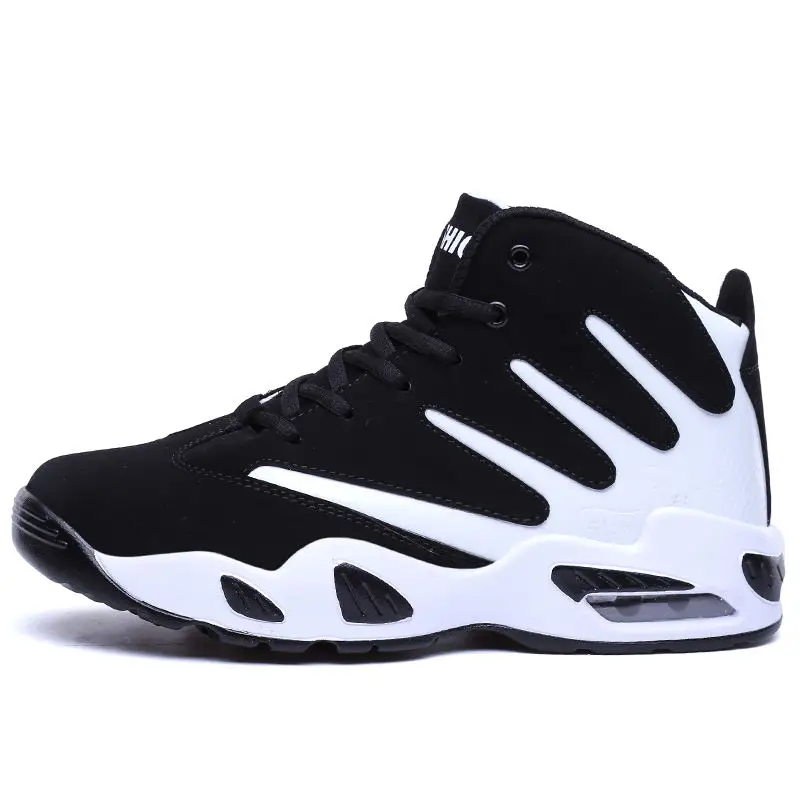 Zeeohh/Лидер продаж; Баскетбольная обувь; удобные ботинки с высоким берцем для тренировок; ботильоны; уличные кроссовки; мужские спортивные ботинки - Цвет: black white