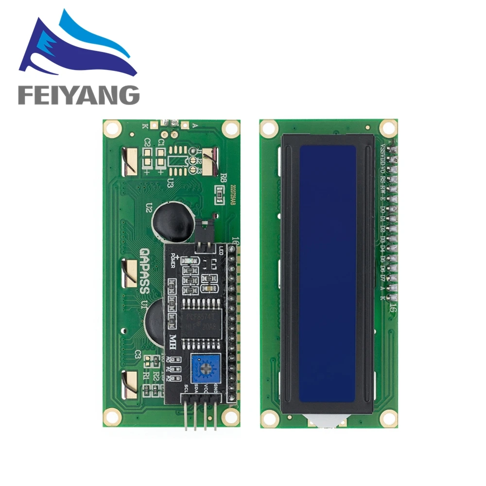 Display Module LCD Display Module LCD1602 1602 LCD Module Blue / Yellow Green Screen 16x2 Character LCD Display PCF8574T PCF8574 IIC I2C Interface 5V for arduino