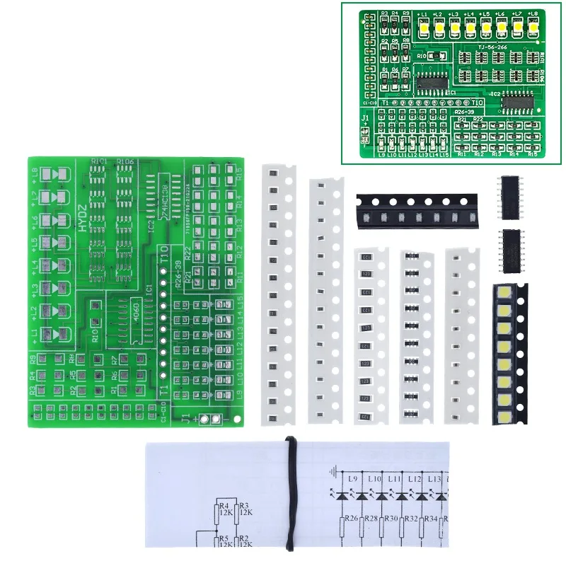 TZT DIY-Kit 15-Farben-Lichtsteuerungsset 1801 SMD-Komponenten Schweißübungsplatine Teile Elektronik-Produktionsset – Detail 6