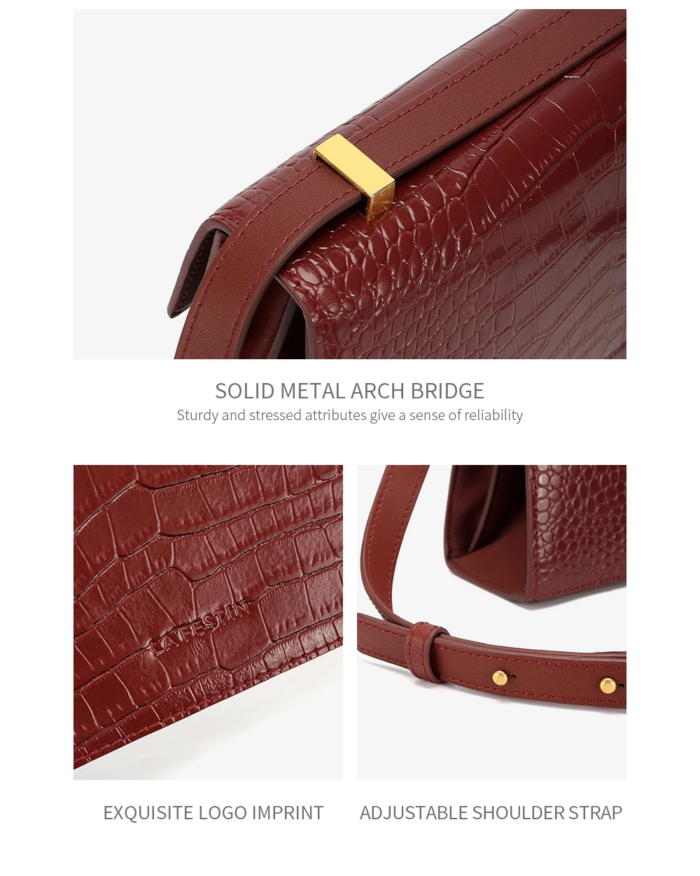 LAFESTIN новая средняя модель роскошная женская сумка подмышек винтажная крокодиловая сумка через плечо