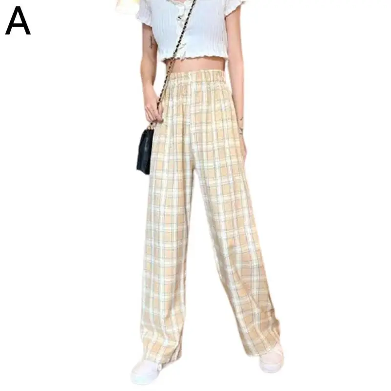 Women's Wide-leg Trousers Plaid Casual Mid-waist is Thinner and High-loose Fashion Mid-waist Trousers Dark Green Grid Pattern mother of the bride pant suits Suits & Blazers