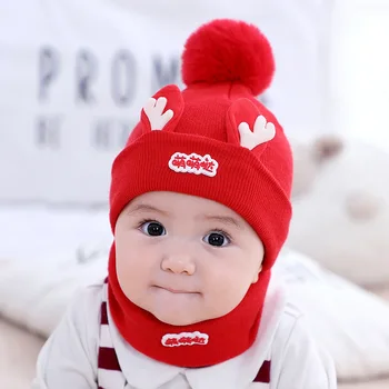 

Baby hat Autumn and winter new boy and girl knit hat 6-24 month baby season cotton thickening wool baby hat newborn beanies