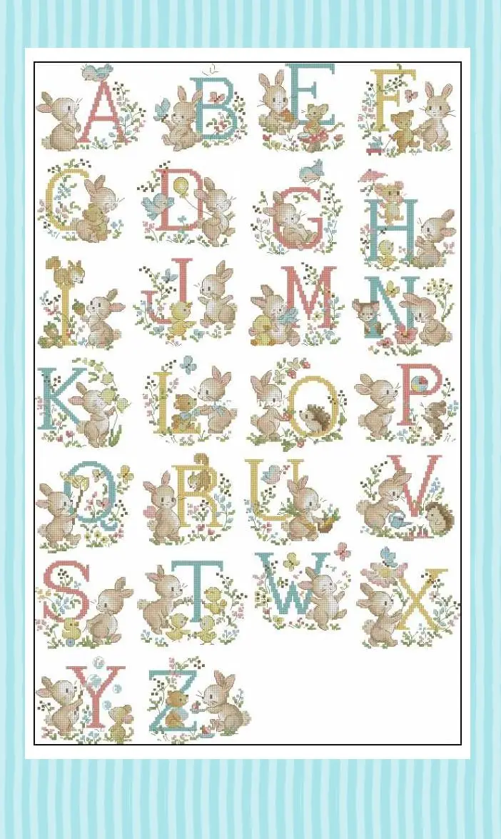 英字アルファベットABC-48-71クロスステッチキットパッケージ