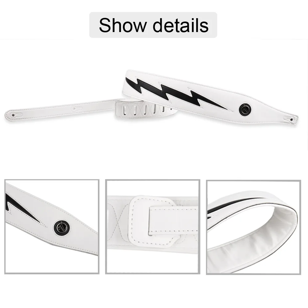 Кожаный мягкий Регулируемый ремень для гитары черный или белый Холодный