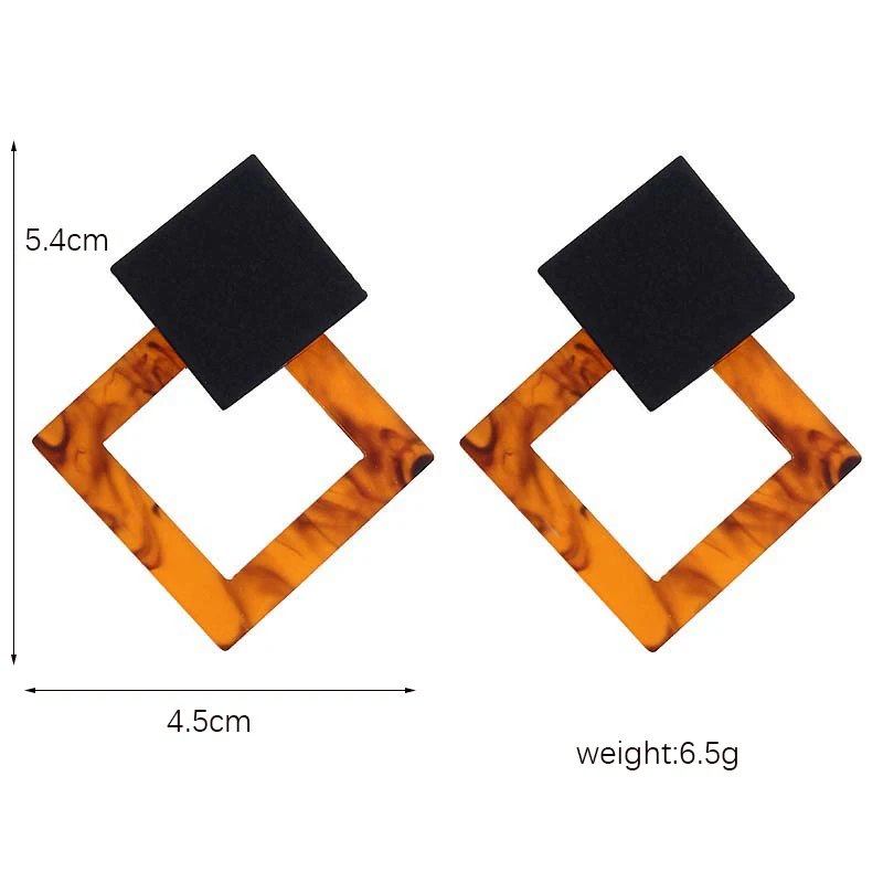 Акриловые серьги, большие массивные серьги для женщин, полимерные овальные квадратные геометрические свисающие Богемские серьги-подвески, ювелирное изделие, подарок - Окраска металла: e513huang