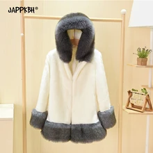 Зимнее женское пальто из искусственного меха, повседневное элегантное приталенное пальто размера плюс, меховые куртки с капюшоном, женский роскошный толстый теплый кардиган, верхняя одежда 5XL