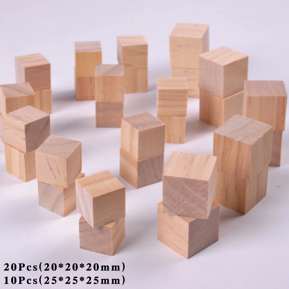 

Wooden Square Blocks Mini Cubes Embellishment Woodwork Craft DIY