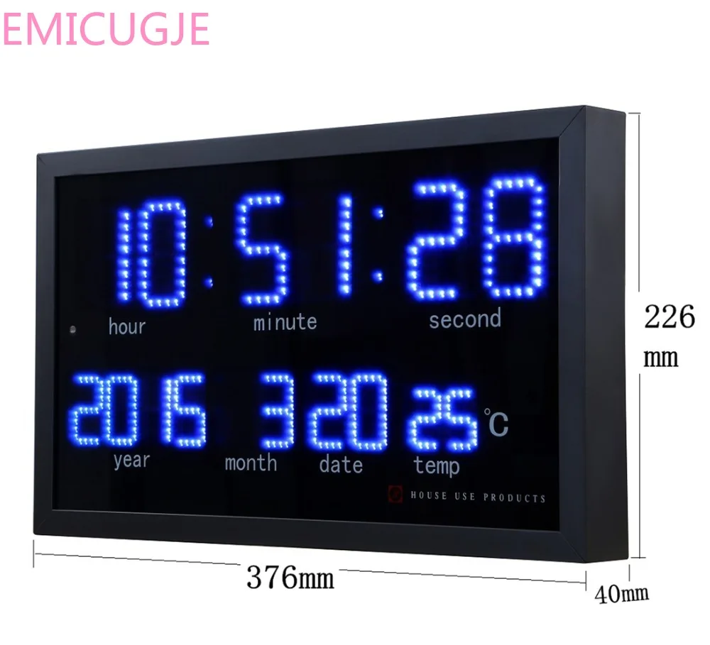 

Decoration Electronic Led Calendar Clock Home Thermometer Clock Dot Matrix Led Digital Large Wall Clock Living Room Modern
