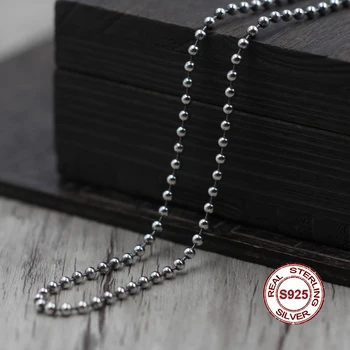 

S925 Men's Sterling Silver Necklace Personality classics Simple and generous retro series Round beads sweater chain Send a gift