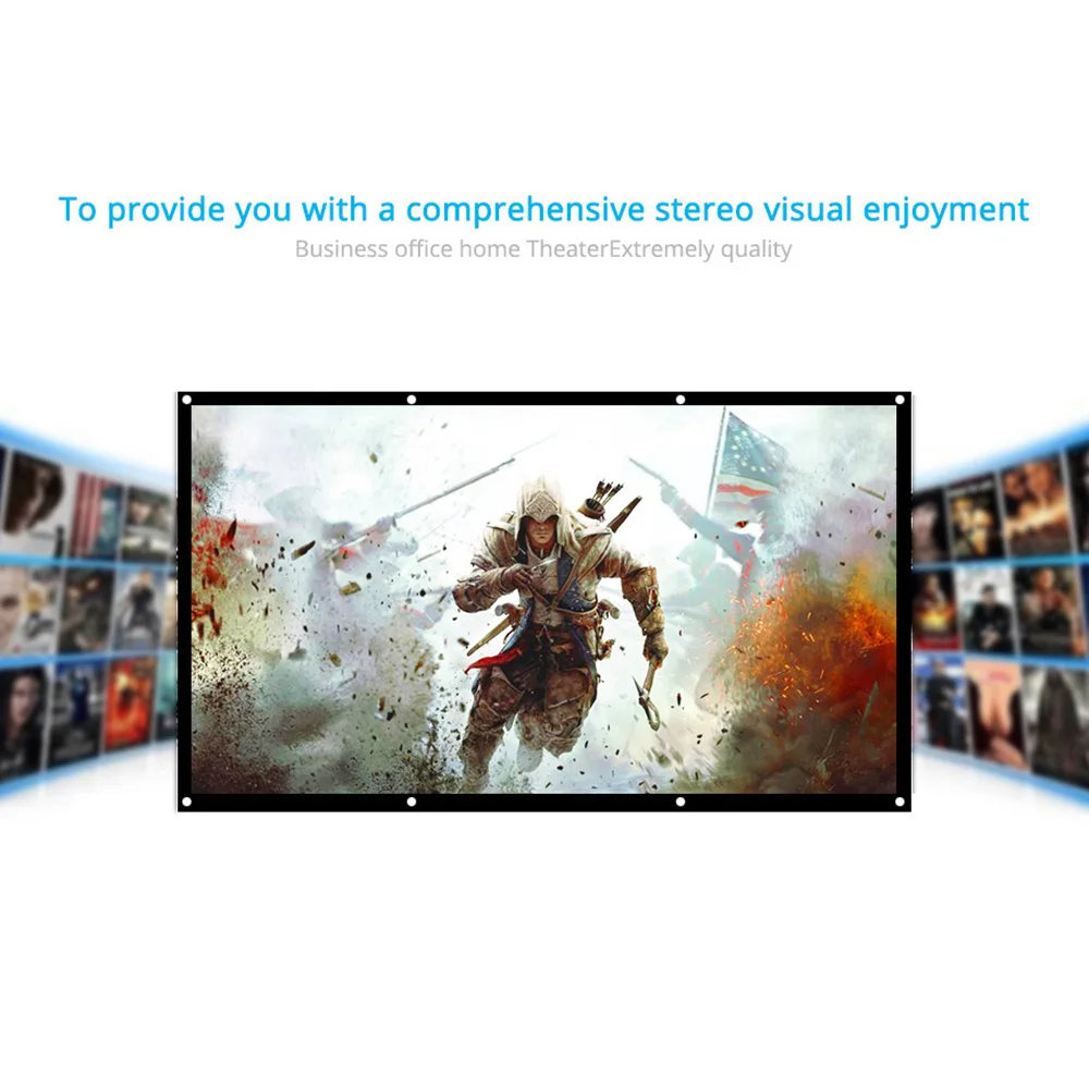 

Portable Projector Screen HD 16:9 120 Inch Diagonal Projection Screen Foldable Home Theater for Wall Projection Indoor Outdoor